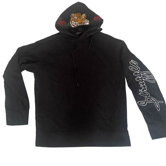 UNIQUE RARE Struggle Hoodie Embroidered Tiger & Roses Unisex L by Trendiano, O23 - Picture 1 of 11